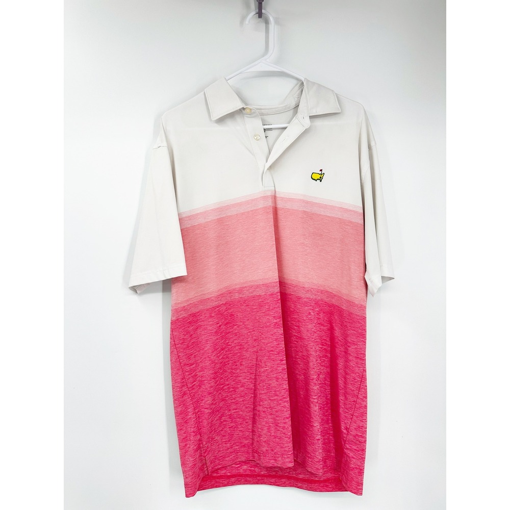 Masters Tech Golf Polo Large Pink Ombre Performance Shirt Sporty Golfing